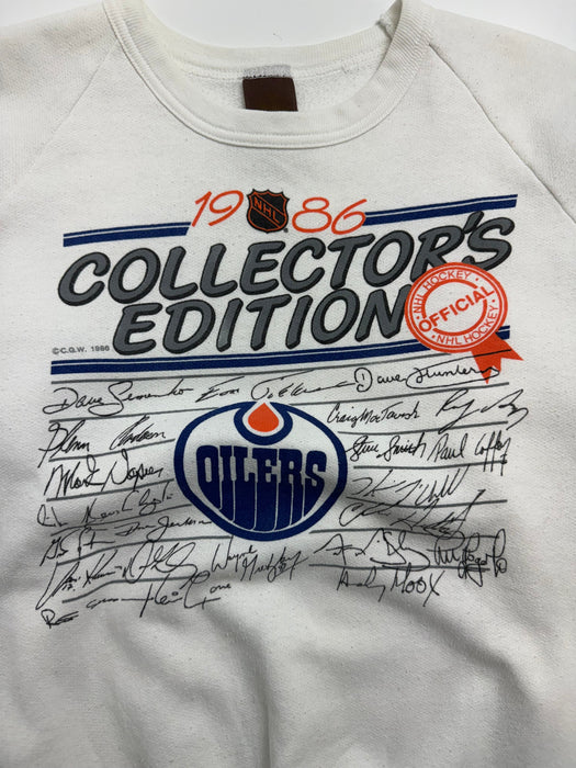 (XS) Vintage Edmonton Oilers Sweatshirt White | Vitnage Clothing Store Canada