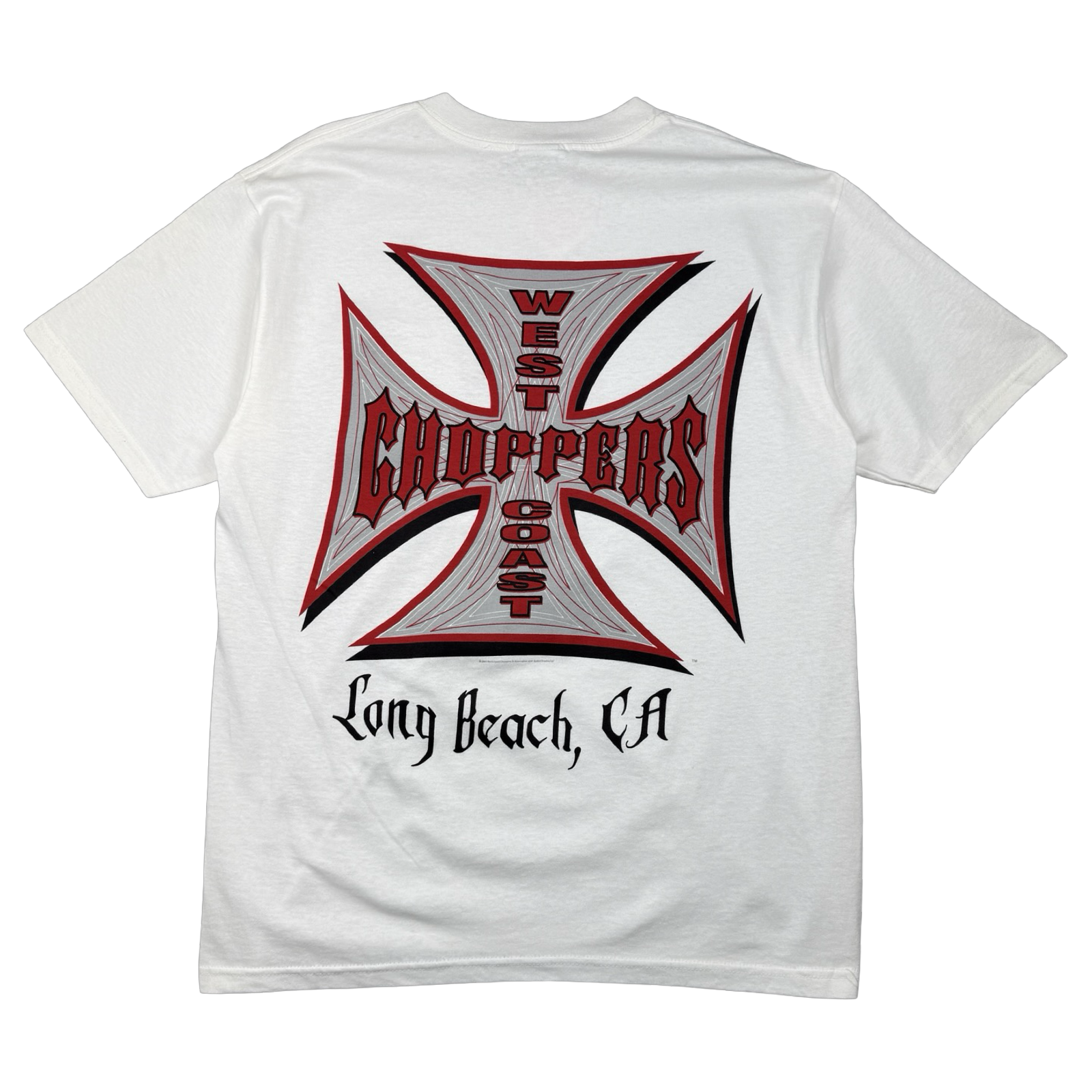 Vintage West Coast Choppers Pinstripe Cross Logo Tee White/Red