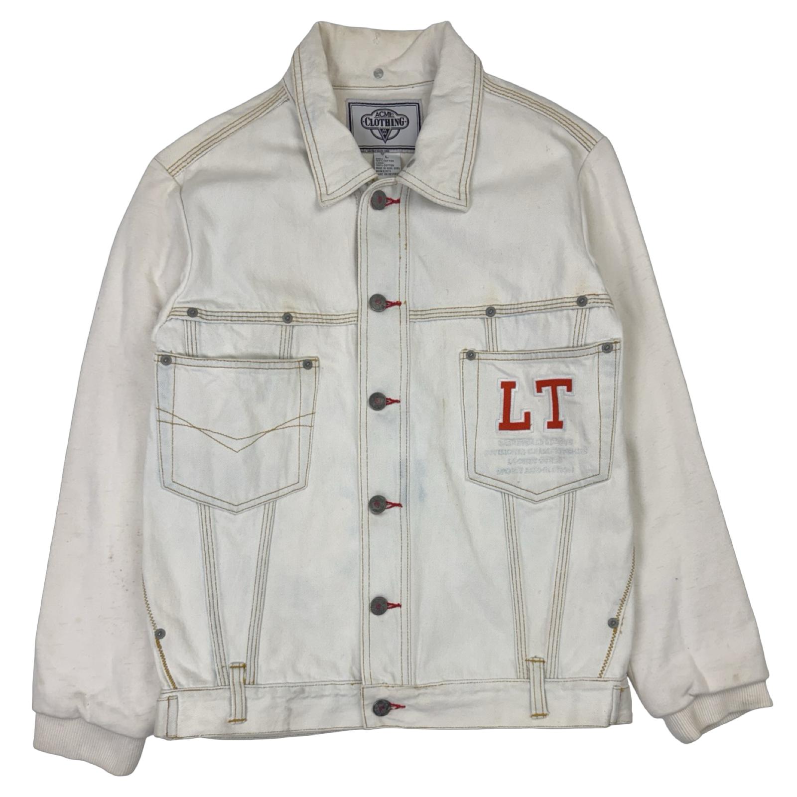 Vintage Looney Tunes Basketball Denim Jacket White