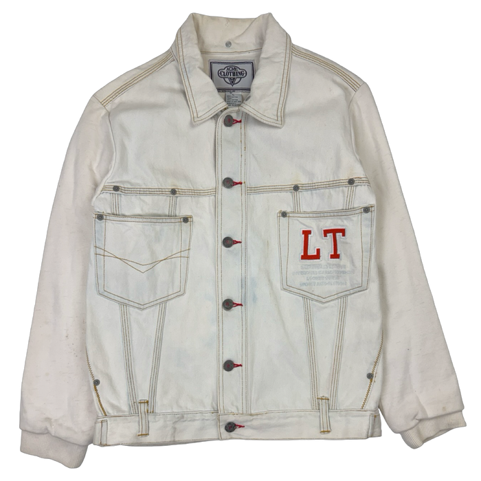 Vintage Looney Tunes Basketball Denim Jacket White | Vitnage Clothing Store Canada