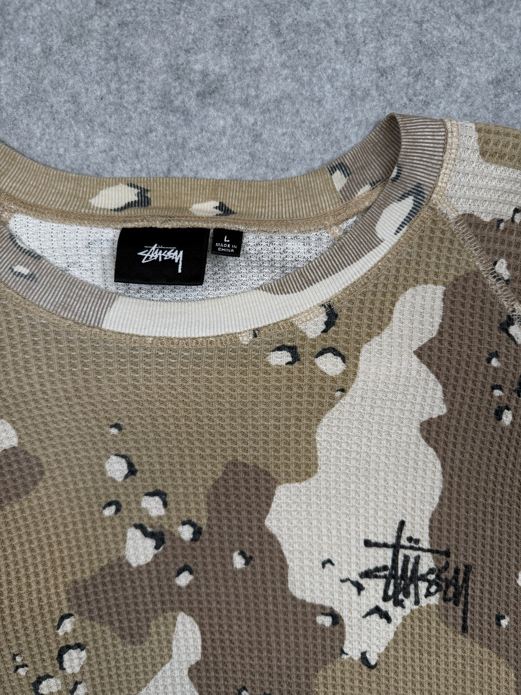 Stussy Raglan Thermal Longsleeve Desert Camo (USED)