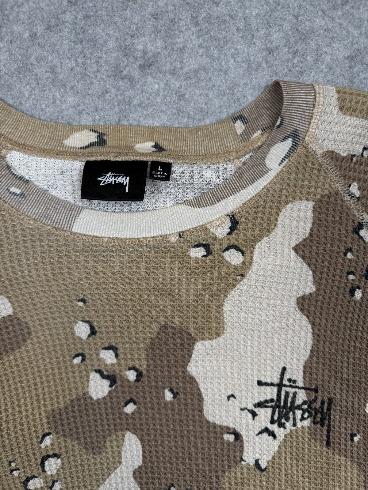 Stussy Raglan Thermal Longsleeve Desert Camo (USED)