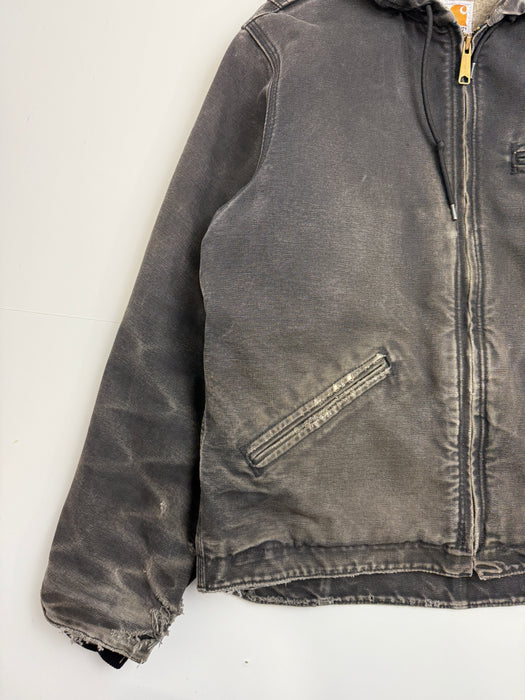 Women’s 2000s Carhartt Fleece Lined Hooded Worked Jacket Washed Black | Vitnage Clothing Store Canada