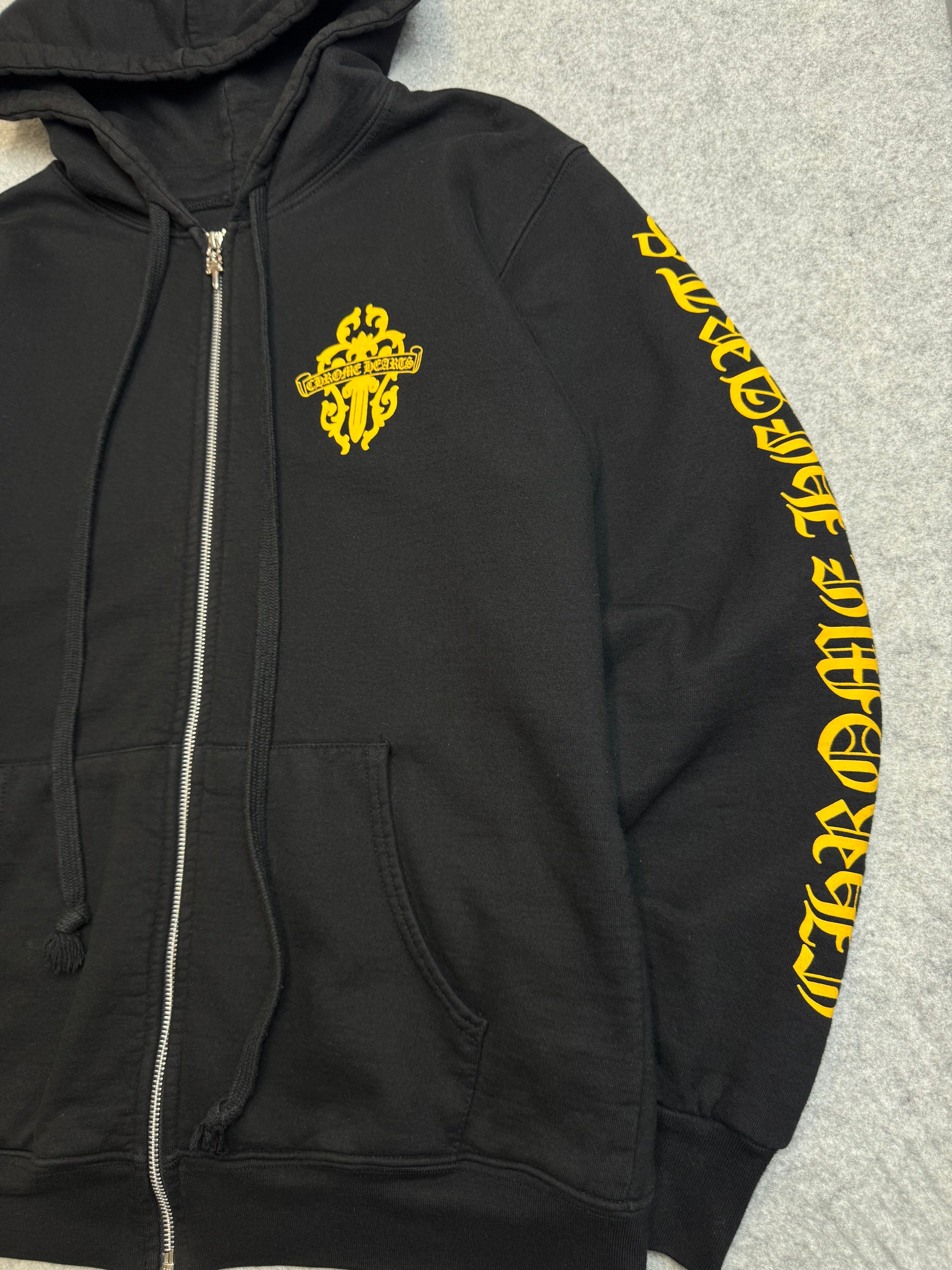 Chrome Hearts Dagger Logo Thermal Zip Up Sweater Black/Yellow