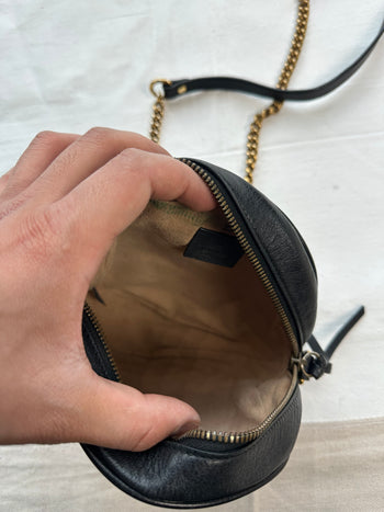 Gucci GG Marmont Mini Round Shoulder Bag Black
