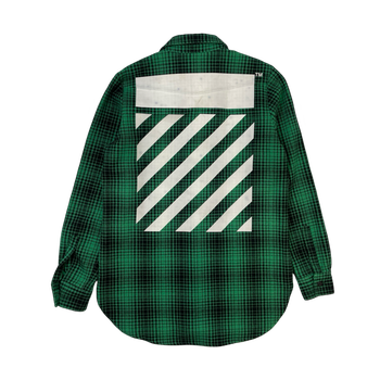 Off-White Diagonal Plaid Flannel Green (USED)