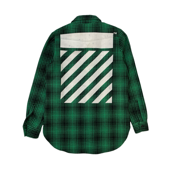 Off-White Diagonal Plaid Flannel Green (USED) | Vitnage Clothing Store Canada