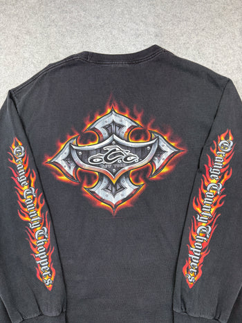 VIntage Orange County Choppers Script Flame Sleeve L/S Tee Black