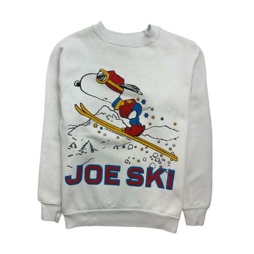 (XS) Vintage '65 Snoopy Joe Ski Sweatshirt White | Vintage Clothing Store Canada