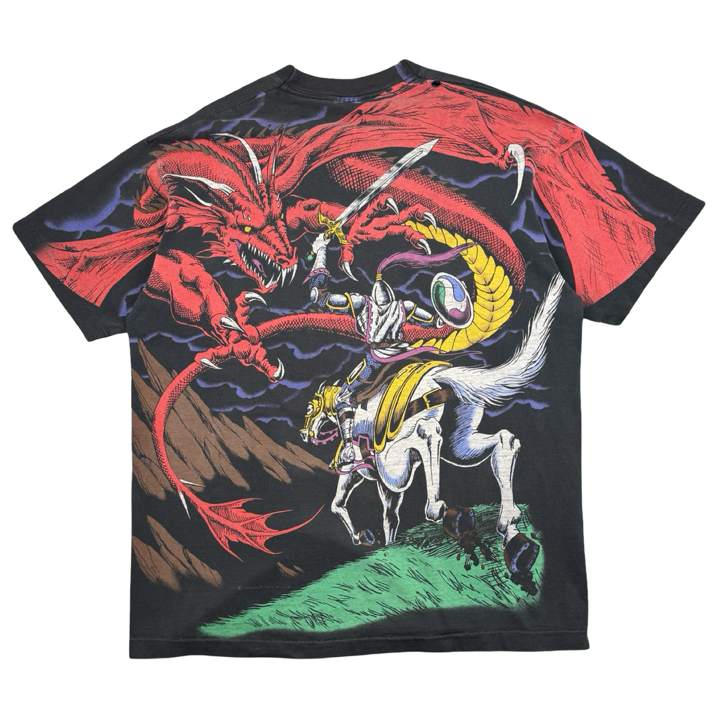 Vintage Liquid Blue Dragon AOP Faded Tee Black