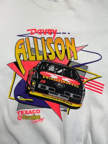 (M) Vintage 90s Davey Allison Nascar Sweatshirt White