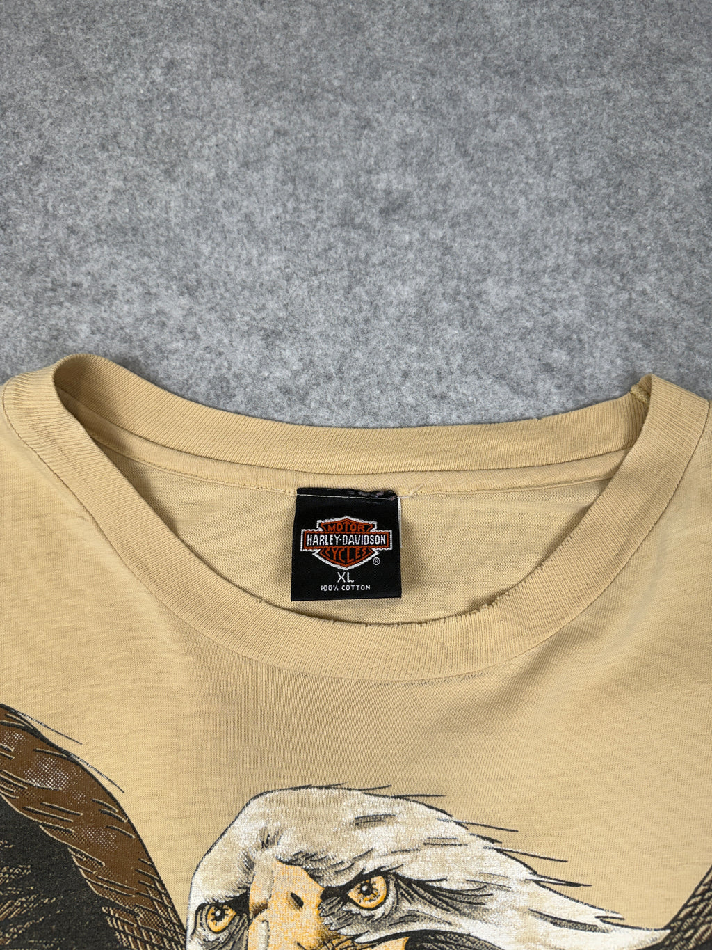 Vintage Harley Davidson Swooping Eagle Tee Beige