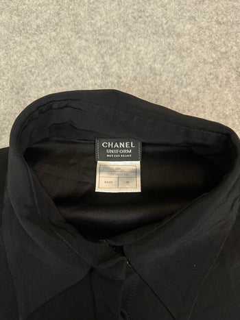 Women's Chanel Uniform Button Up Tee Black