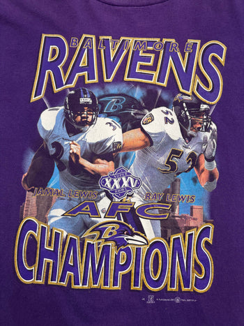 Vintage '01 Baltimore Ravens AFC Champions Tee Purple