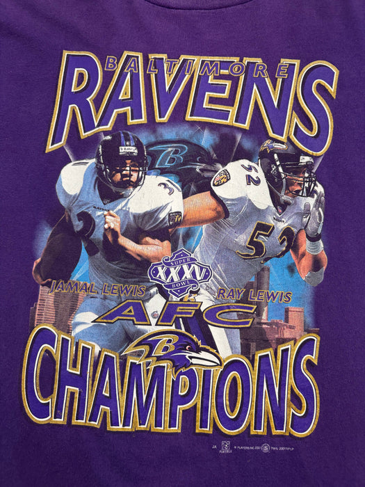 Vintage '01 Baltimore Ravens AFC Champions Tee Purple | Vitnage Clothing Store Canada