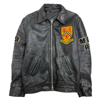 Vintage 80’s University Of Waterloo Leather Jacket Black