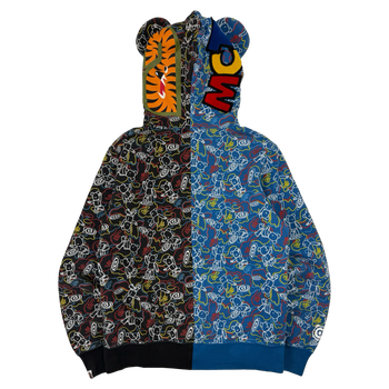 BAPE x Medicom Toy Bearbrick Shark Full Zip Up Sweater (USED)