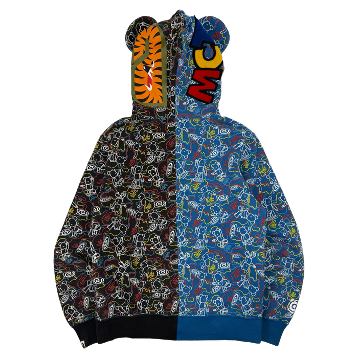 BAPE x Medicom Toy Bearbrick Shark Full Zip Up Sweater (USED) | Vitnage Clothing Store Canada