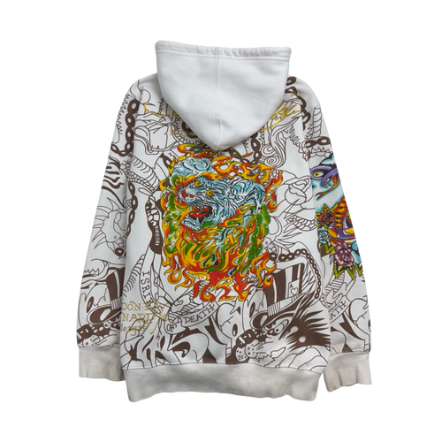 Vintage Y2k Ed Hardy Zip-Up Hoodie White | Vintage Clothing Store Canada
