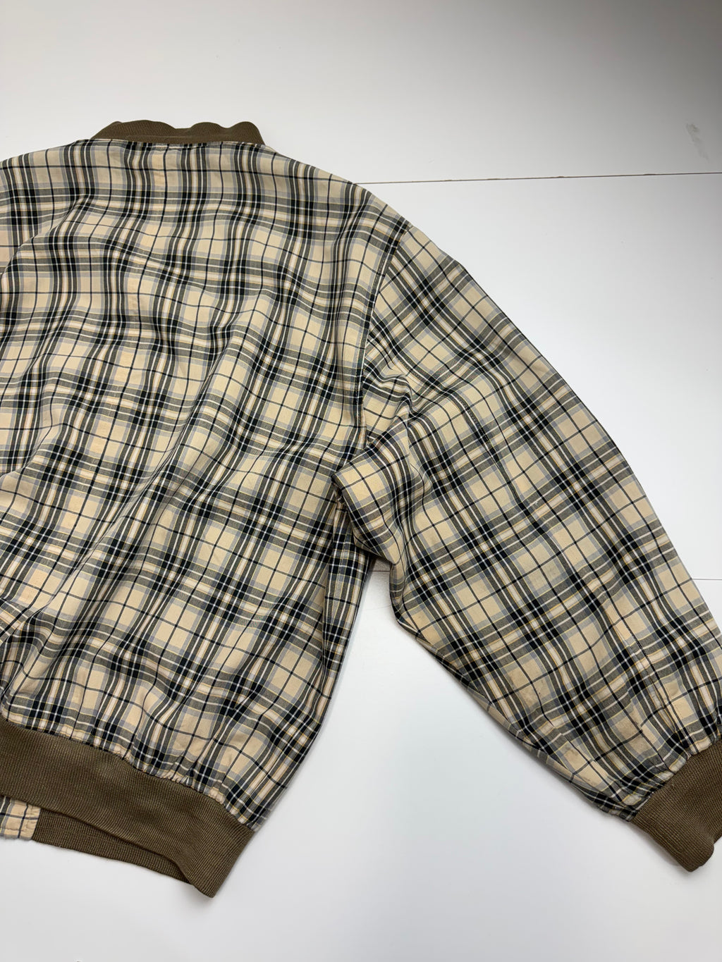 Vintage Balenciaga Paris Plaid Harrington Jacket Beige