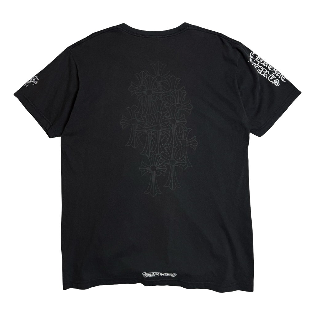 Chrome Hearts Sleeve Script Multi Cross Pocket Tee Black