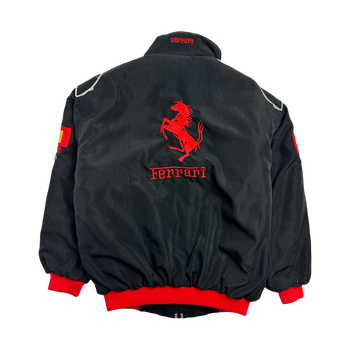 (XXS) Vintage 90s Ferrari ZIp-Up Racing Jacket Black