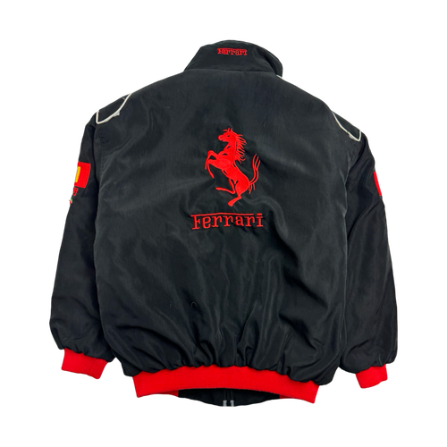 (XXS) Vintage 90s Ferrari ZIp-Up Racing Jacket Black | Vintage Clothing Store Canada