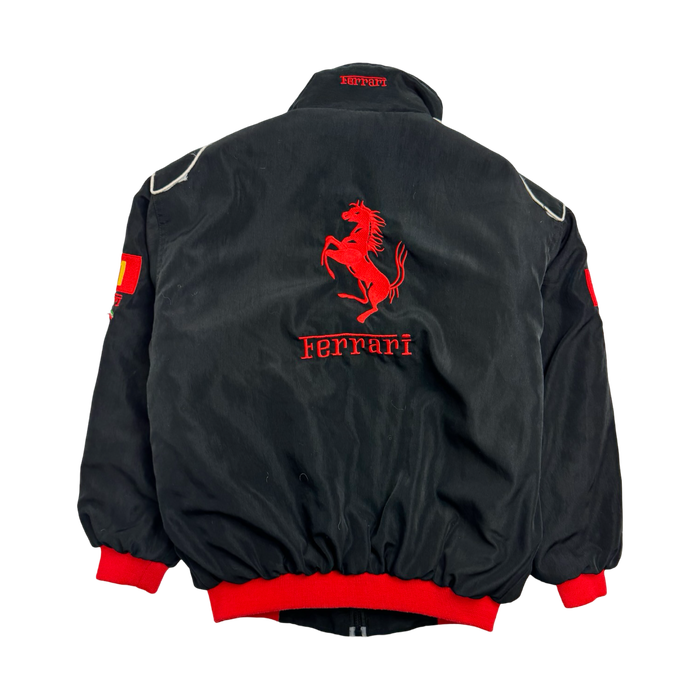 (XXS) Vintage 90s Ferrari ZIp-Up Racing Jacket Black | Vitnage Clothing Store Canada