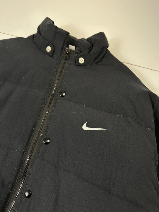Vintage Nike Spellout Puffer Jacket Black | Vitnage Clothing Store Canada