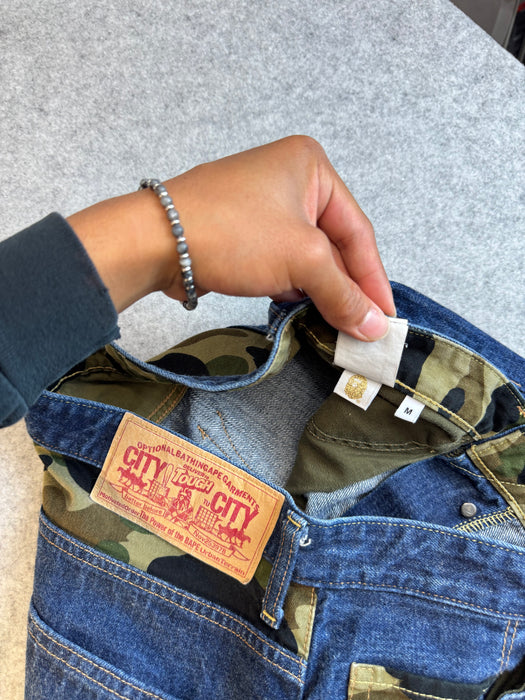 BAPE Ape Star Indigo Denim Shorts (USED) | Vitnage Clothing Store Canada