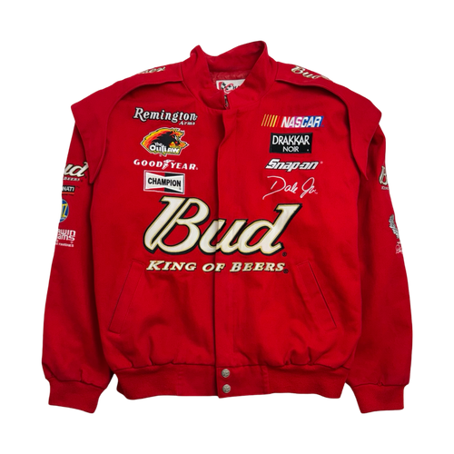 Vintage Bud King Of Beers Nsscar Racing Jacket Red | Vintage Clothing Store Canada