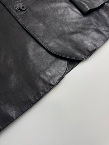 Vintage 90s Balenciaga Paris Blazer Leather Jacket Black