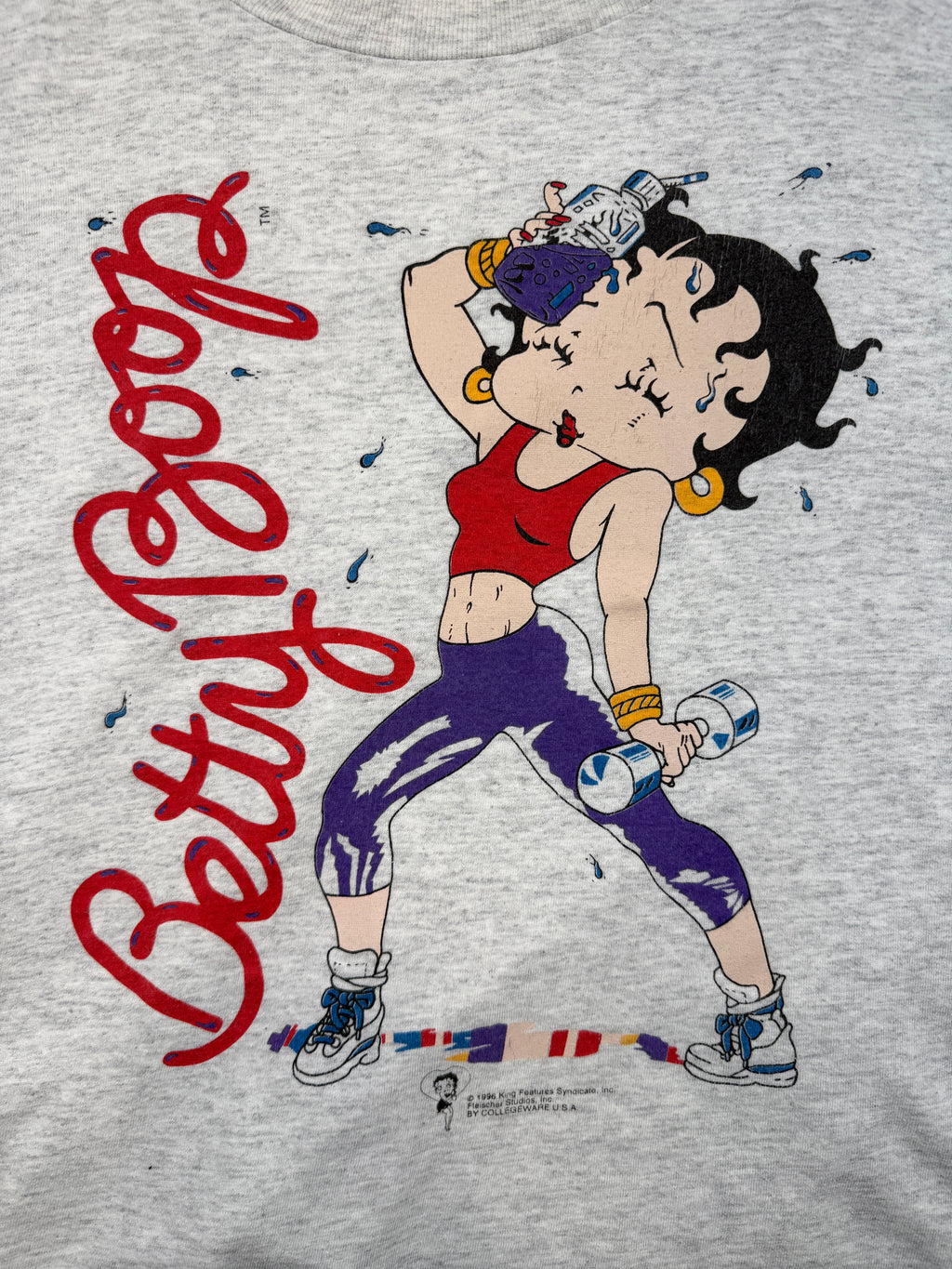 Vintage 90's Betty Boop Workout Cropped Tee Grey
