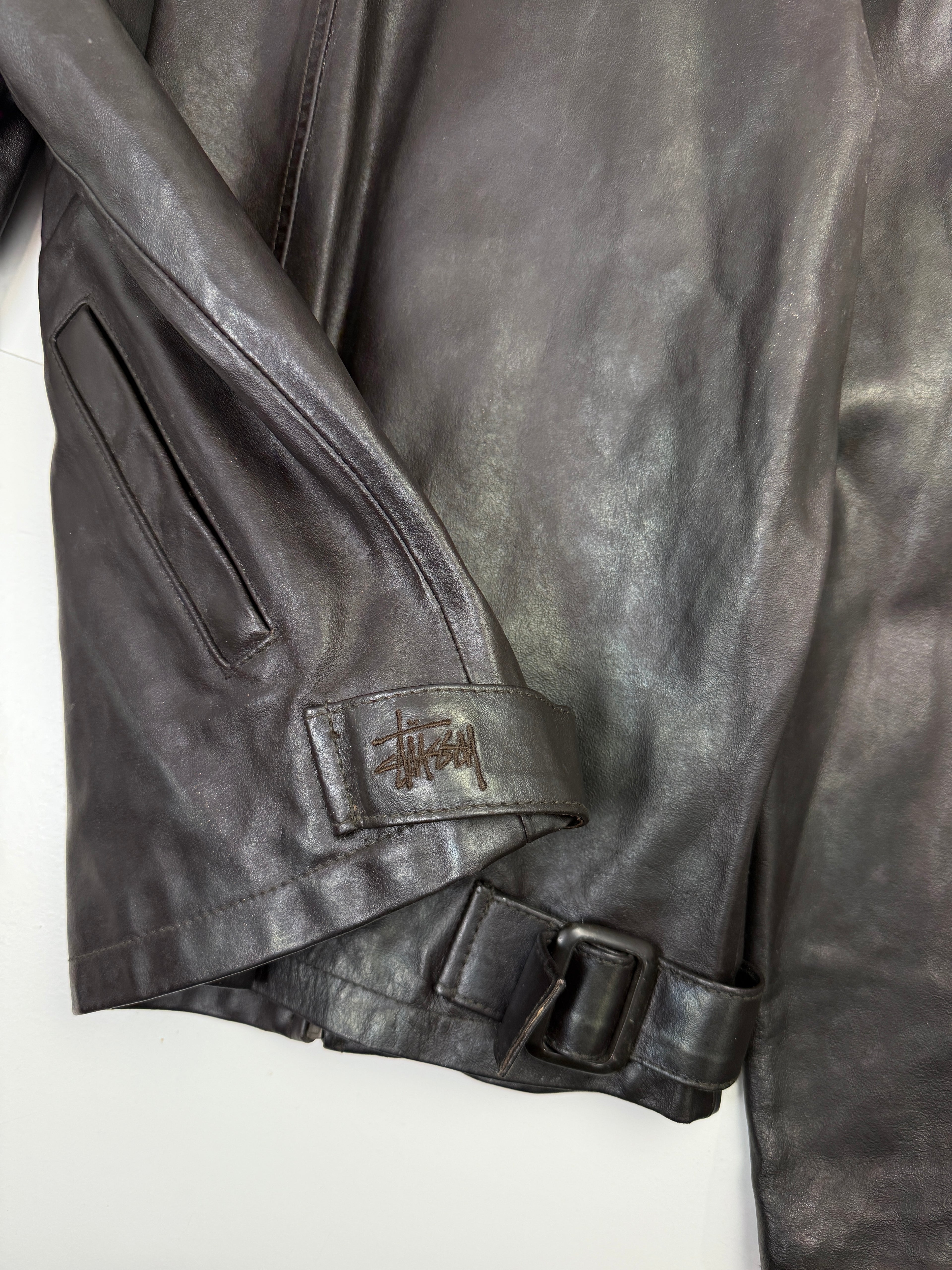 Vintage Stussy Leather Jacket Brown