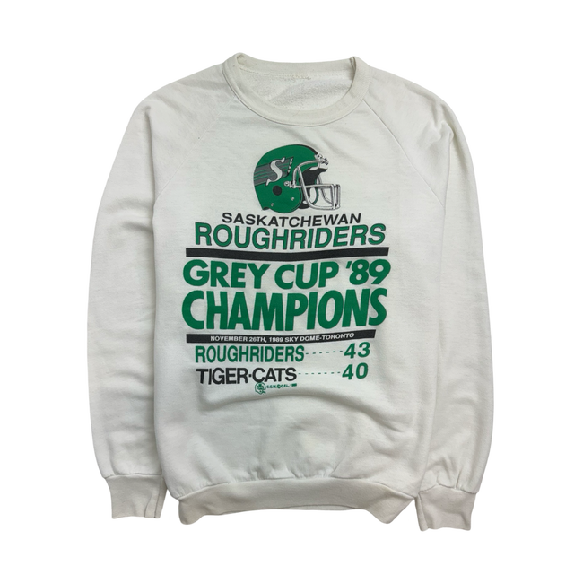 (S) Vintage '89 Sask. Roughriders Championship Sweatshirt White