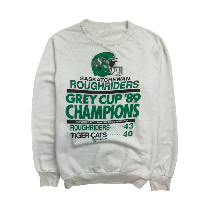 (S) Vintage '89 Sask. Roughriders Championship Sweatshirt White | Vitnage Clothing Store Canada