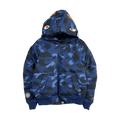 BAPE Color Camo Shark Hoodie Down Jacket Navy (USED)