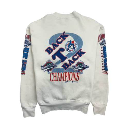 (L) Vintage '92 Toronto Blue Jays Championship Sweatshirt White | Vintage Clothing Store Canada