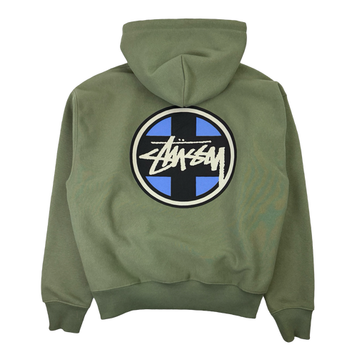 Stussy Cross Dot Hoodie Olive (USED) | Vintage Clothing Store Canada