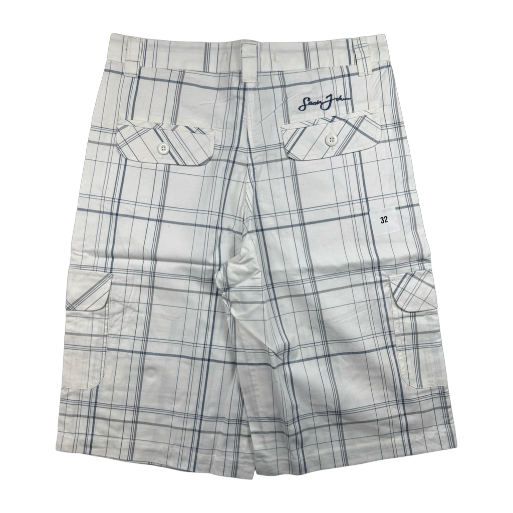 Vintage Y2K Sean John Plaid Shorts White