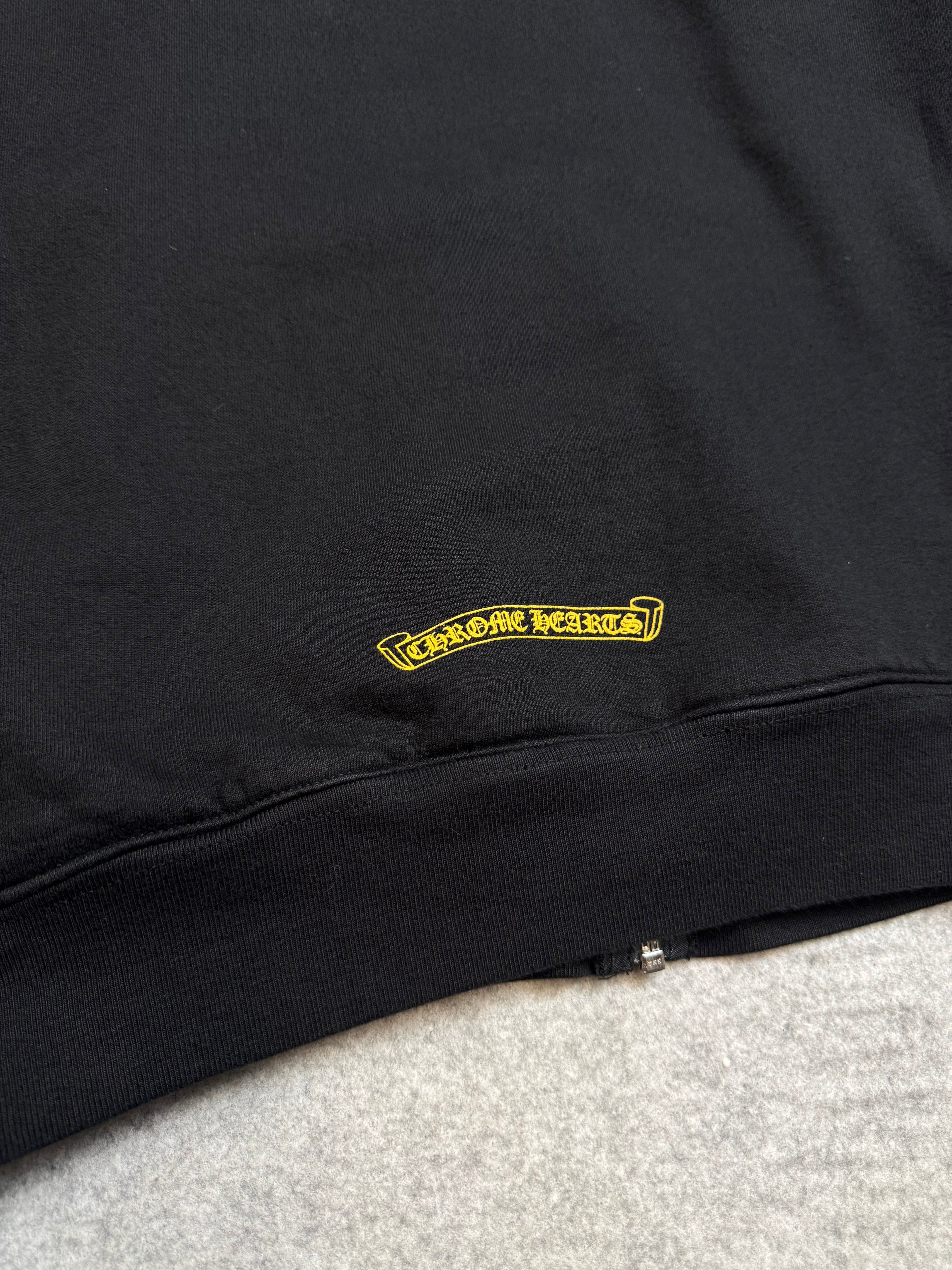 Chrome Hearts Dagger Logo Thermal Zip Up Sweater Black/Yellow