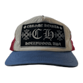 Chrome Hearts CH Hollywood Trucker Hat White/Blue/Red