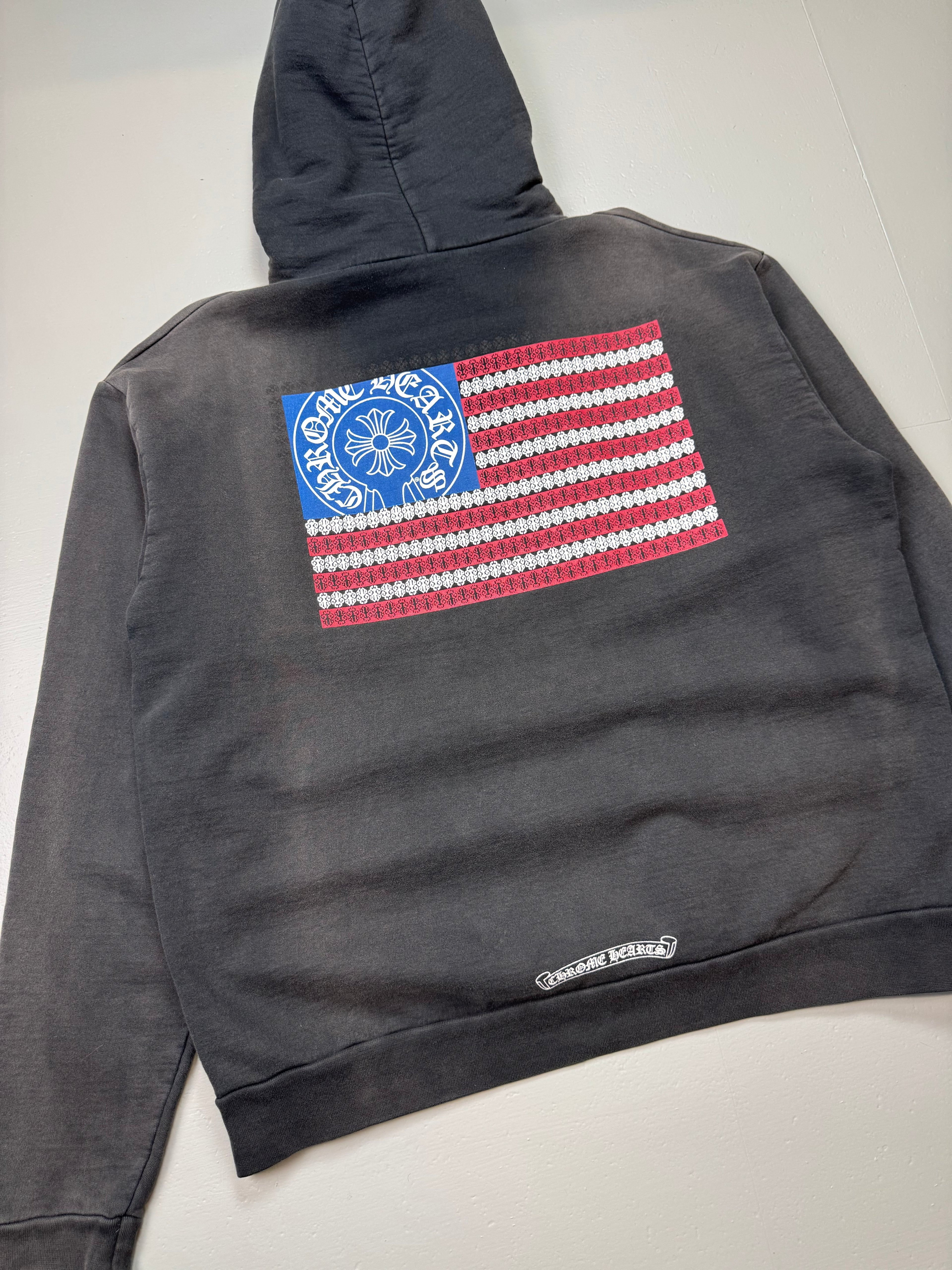Faded Chrome Hearts USA Flag Hoodie
