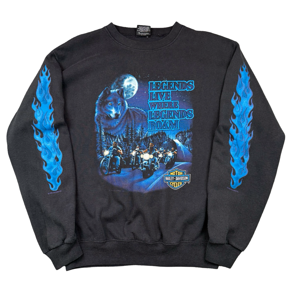 Vintage Harley Davidson Legends Live Where Legends Roam Sweatshirt Black