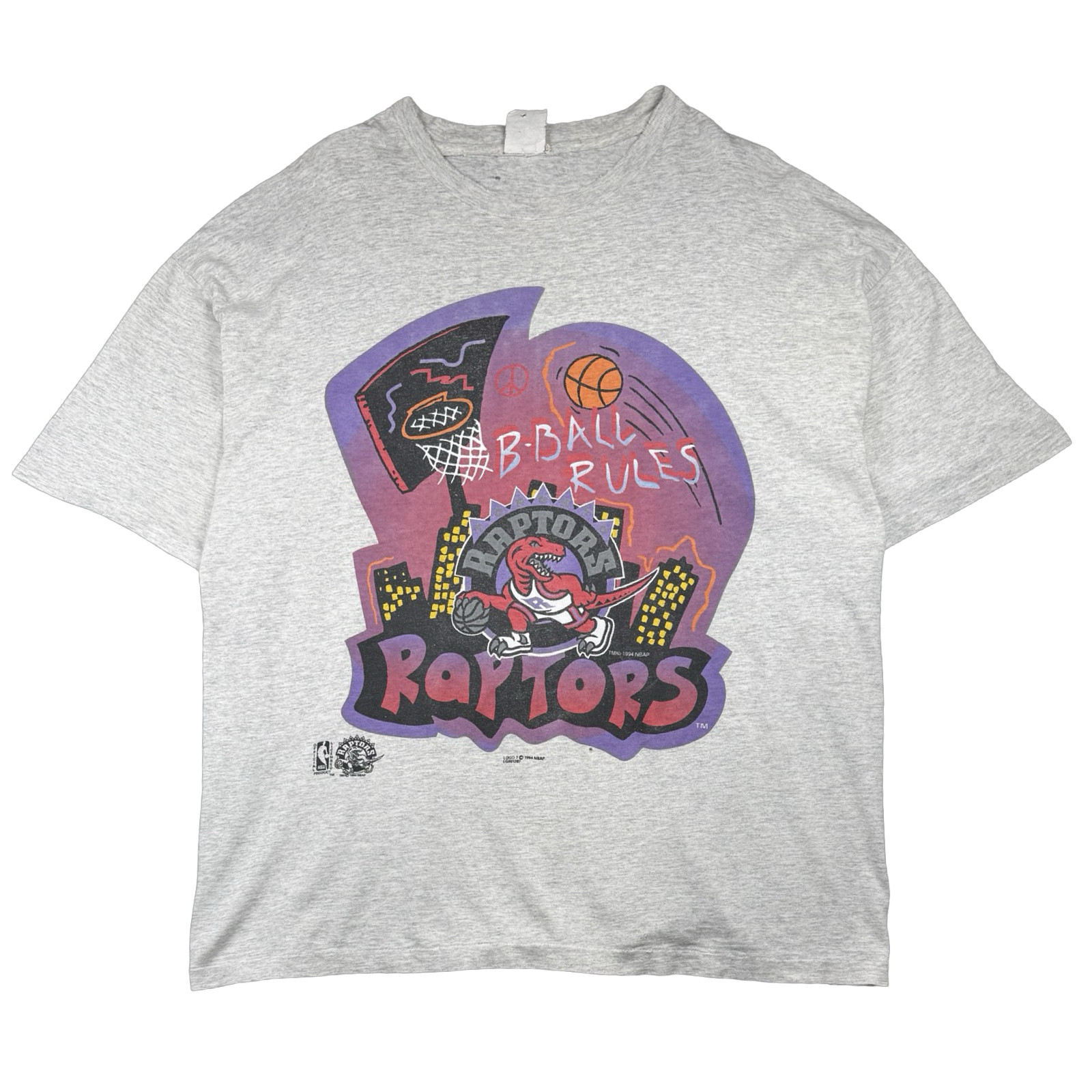 Vintage Toronto Raptors B-Ball Rules Tee Grey