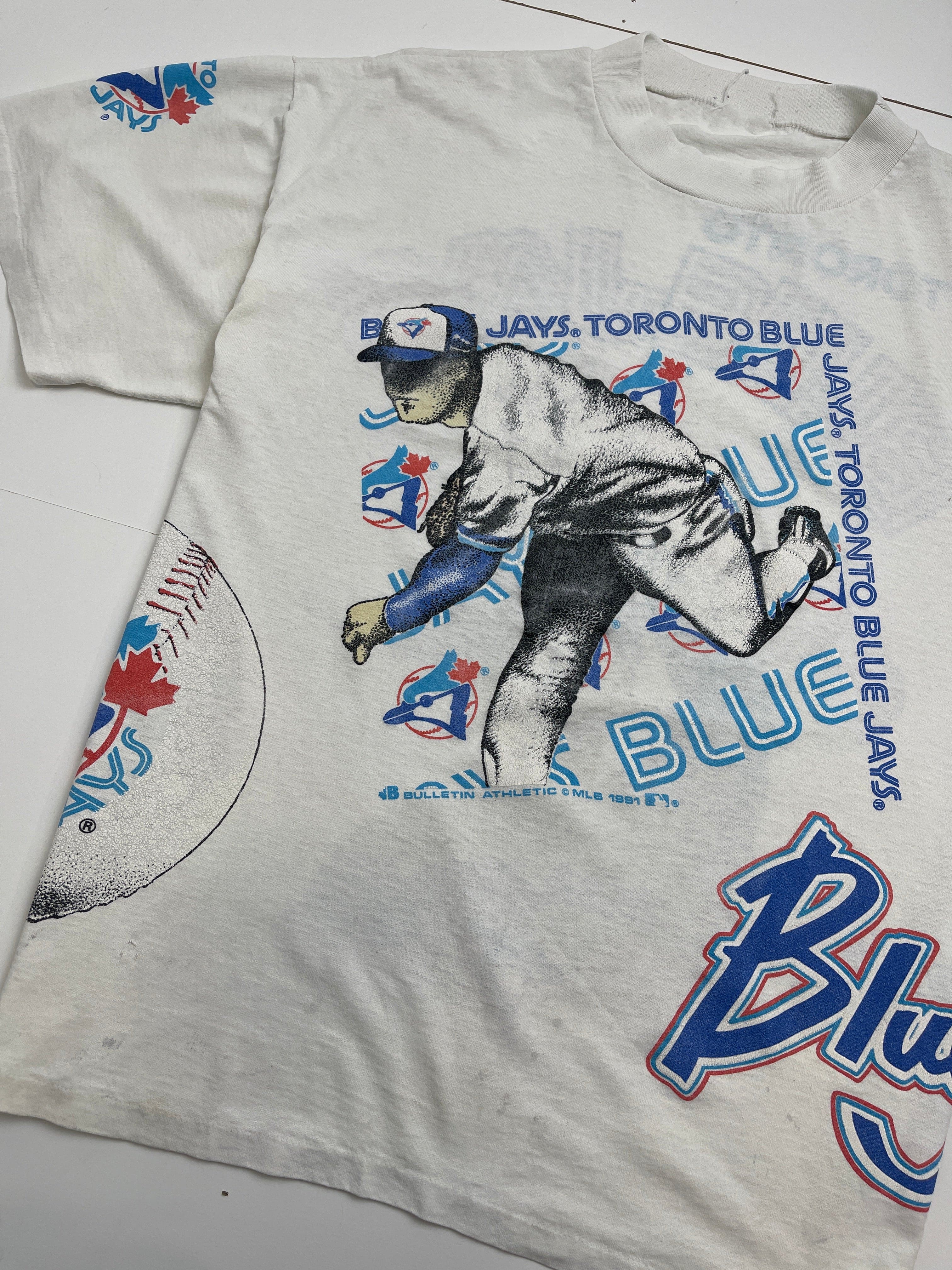 Vintage '91 Bulletin Athletics Toronto Blue Jays AOP Tee White