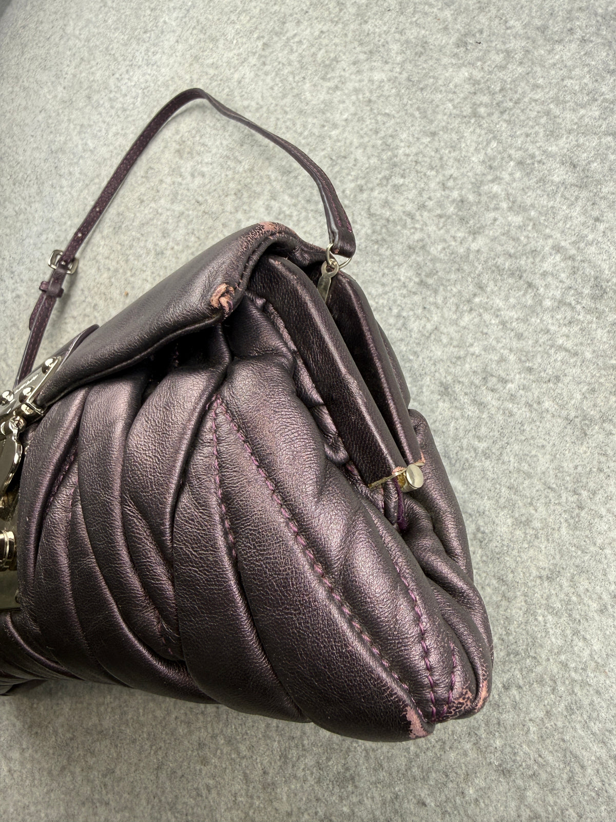 Miu Miu Vitello Lux Matelasse Flap Pochette Purple