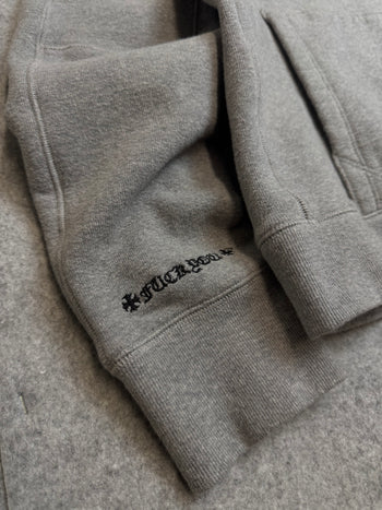 Chrome Hearts Embroidered Vertical Logo Hoodie Grey