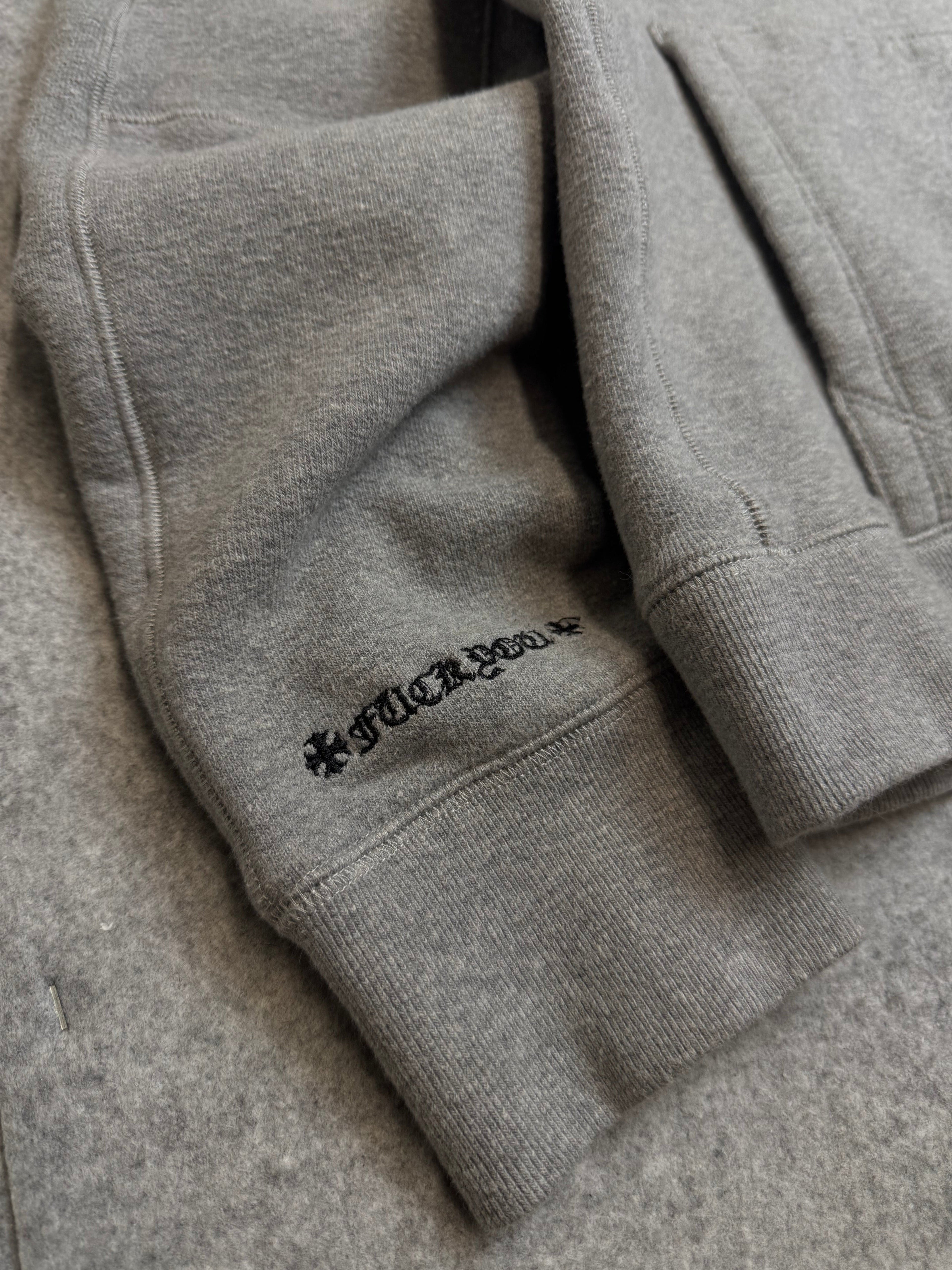 Chrome Hearts Embroidered Vertical Logo Hoodie Grey