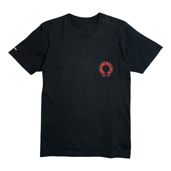 Chrome Hearts Red Horseshoe Cemetery Cross Pocket Tee Black | Vitnage Clothing Store Canada